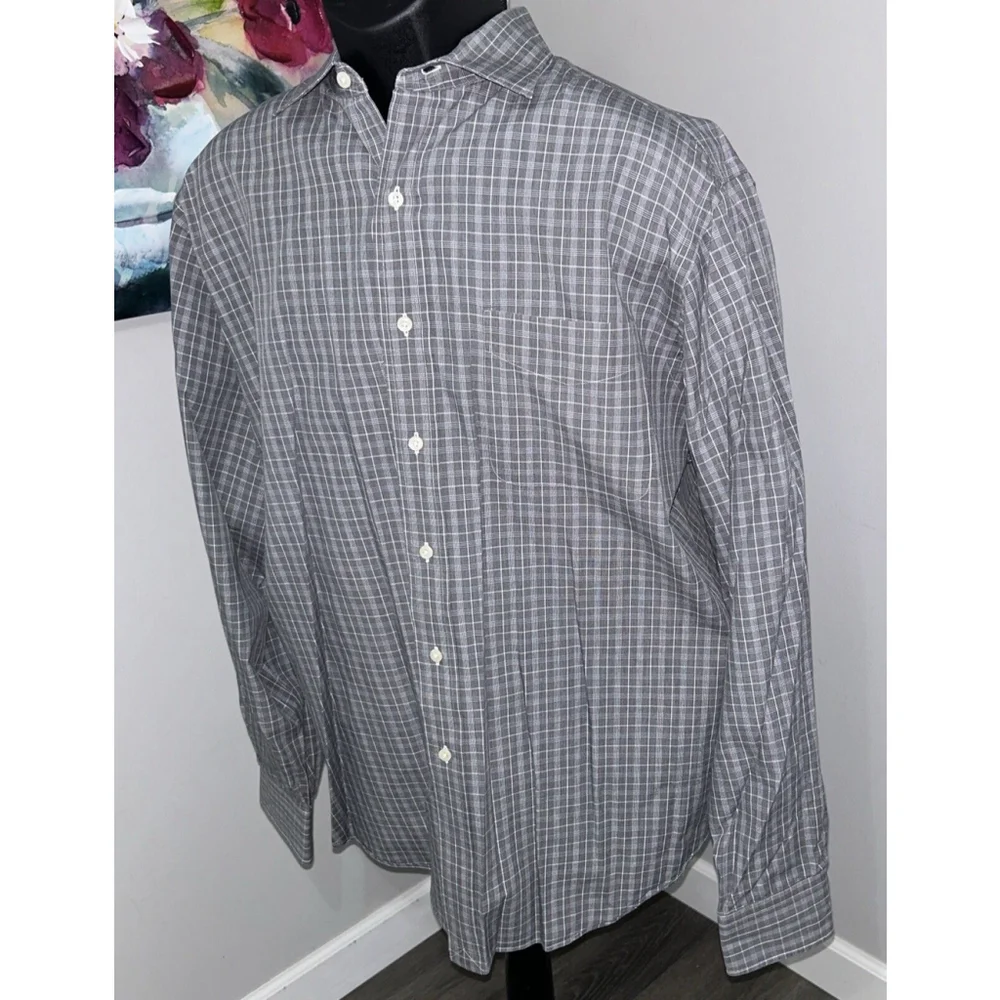 Polo Ralph Lauren Shirt Mens Sz 17.5 36/37 Philip Button Down Gray Plaid